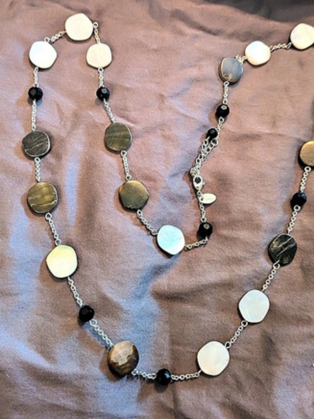 Lia Sophia Beaded Long Necklace in Black & White